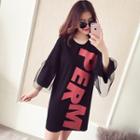 Lettering Mesh Panel T-shirt Dress