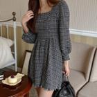 Fringed Tweed Mini Flared Dress