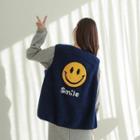 Smile-printed Sherpa-fleece Zip Vest