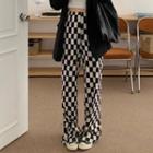 Checkerboard Straight Leg Pants Black & White - One Size