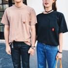 Couple Matching Pocketed Elbow Sleeve T-shirt