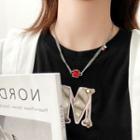 Chained Necklace 1 Pc - Red & Silver - One Size