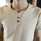 Set: Buttoned Linen T-shirt + Shorts