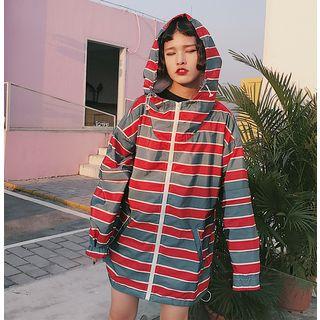 Stripe Long-sleeve Hooded Jacket