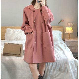 Plain Woolen Coat As Shown In Figure - One Size