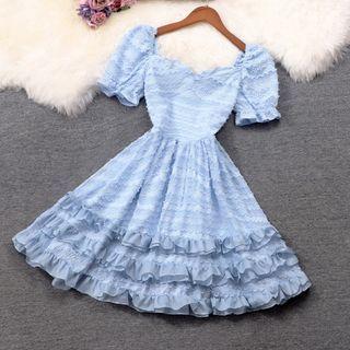 Short-sleeve Ruffled Corset Dress