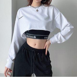 Set: Cropped Lettering Sweatshirt + Camisole Top
