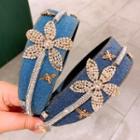 Rhinestone Flower Denim Headband