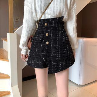 High Waist Plaid Asymmetrical Skort