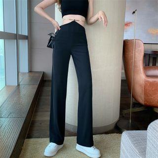 Chain High-waist Straight Leg Pants