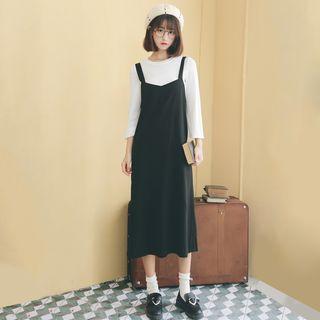 Open Back Midi Suspender Dress