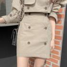 Double-button Mini Trench Skirt