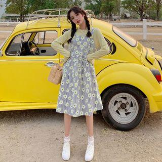 Set: Long-sleeve Shirt + Print Sleeveless Dress