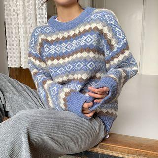 Round Neck Nordic-pattern Sweater