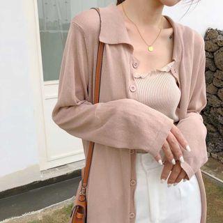 Collared Long Knit Jacket