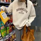 Lettering Sweatshirt / Houndstooth Wide Leg Pants