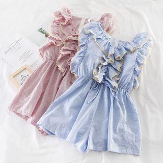 Ruffle-trim High-waist Wide-leg Playsuit