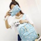 Floral Print Canvas Backpack With Pouch