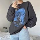 Cat Print Oversize Sweatshirt