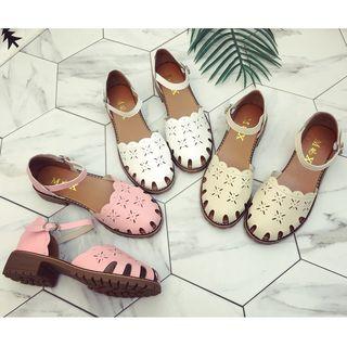 Faux-leather Cutout Low-heel Pumps