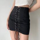 High-waist Drawstring Cross Lace-up Short Skirt
