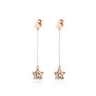 Fashion And Simple Plated Rose Gold Star Tassel 316l Stainless Steel Earrings With Cubic Zirconia Rose Gold - One Size