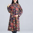 Floral Print Stand-collar Linen Cotton Jacket