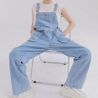 Washed Oversized Denim Jumper Pants
