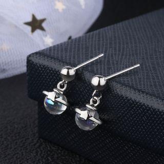 Planet Drop Earring 1 Pair - White Gold - One Size