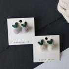 Heart Pompon  Stud Earring