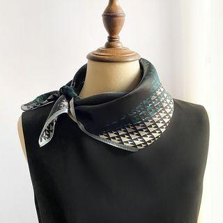 Triangle Print Silk Scarf Gradient Black & White - One Size
