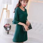 Ruffled-cuff A-line Dress