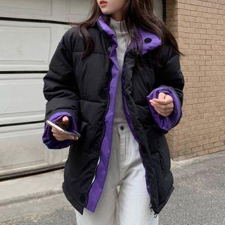 Two Tone Padded Button-up Jacket
