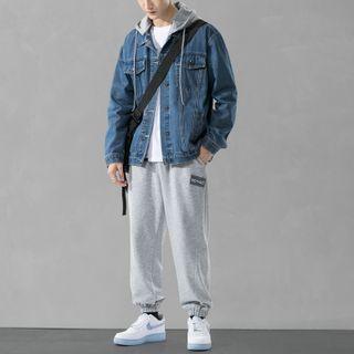 Set: Hood Denim Jacket + Long-sleeve T-shirt + Sweatpants