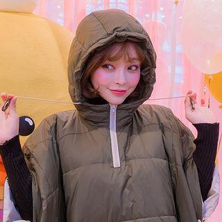 Hooded Duck-down Padded Poncho Coat