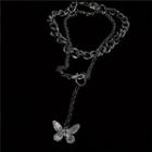 Butterfly Pendant Layered Chain Necklace Silver - One Size