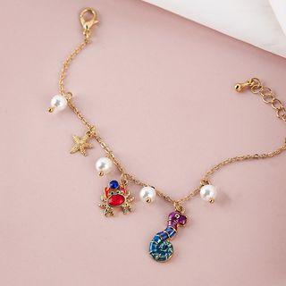 Crab & Faux-pearl Bracelet As Shown In Figure - One Size