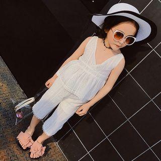 Set Of Two: Sleeveless V-neck Cutout Top + Pants