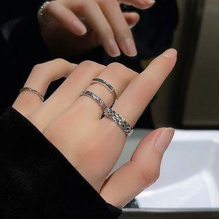 Set Of 4: Alloy Ring (various Designs) Set Of 4 - Ring - Silver - One Size