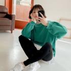 Plus Size Drop-shoulder Plain Sweatshirt