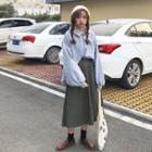 Polo Collar Pullover / A-line Midi Skirt