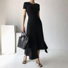 Short-sleeve Irregular Midi A-line Dress