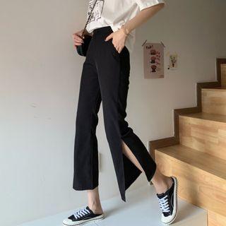 High-waist Side-slit Pants