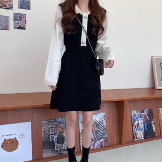 Mini A-line Polo Sweater Dress As Shown In Figure - One Size