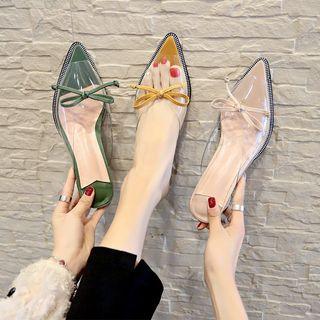 Block Heel Transparent Strap Mules