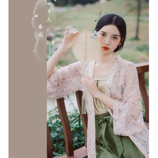 Hanfu Camisole Top / Light Jacket / Midi A-line Skirt