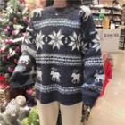 Snowflake Pattern Sweater Gray - One Size