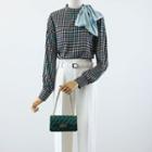 Puff-sleeve Houndstooth Blouse / Wide Leg Pants
