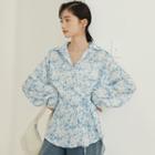 Floral Print Shirt Blue & White - One Size
