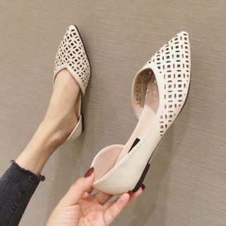 Pointy-toe Perforated Dorsay Flats